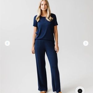 Cozy Earth Rib-Knit Lounge Pant & Short Sleeve Lounge Top (worn 5x, like new)